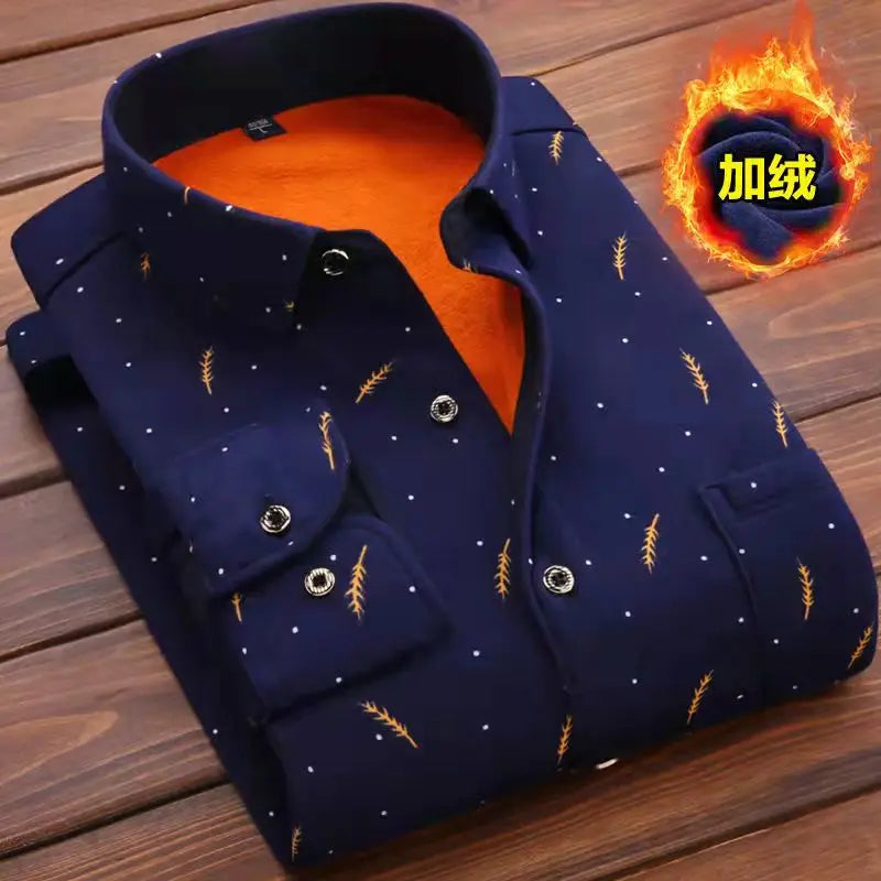 Men's slim fit striped long sleeve shirt by Jelieora Venture, shown in navy and white with a classic collar and button front.