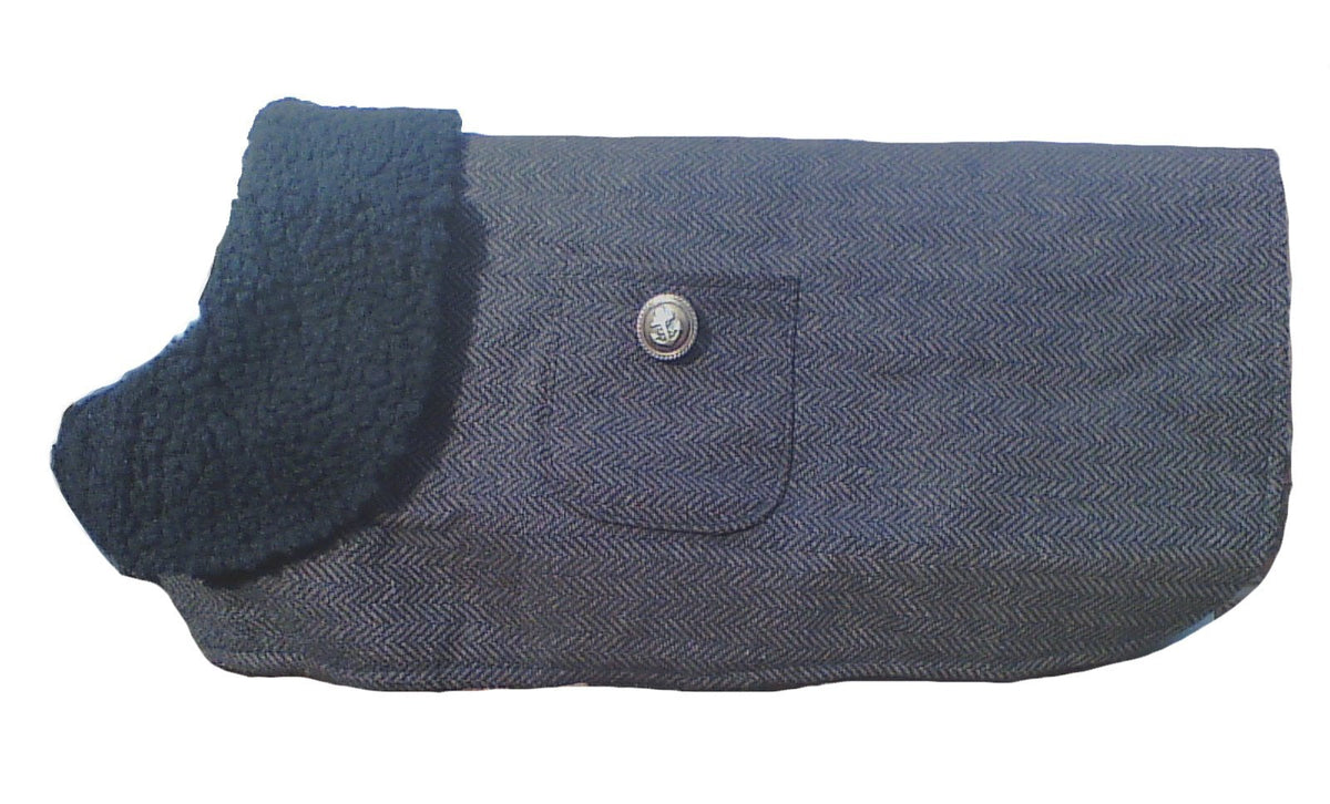 Pet Avenue brown herringbone dog coat with stylish design, perfect for keeping your furry friend warm and fashionable.