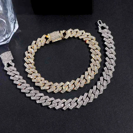 Rhinestone Cuban Chain Bracelet | Iced Out Hip Hop Link Bracelet for Women & Men