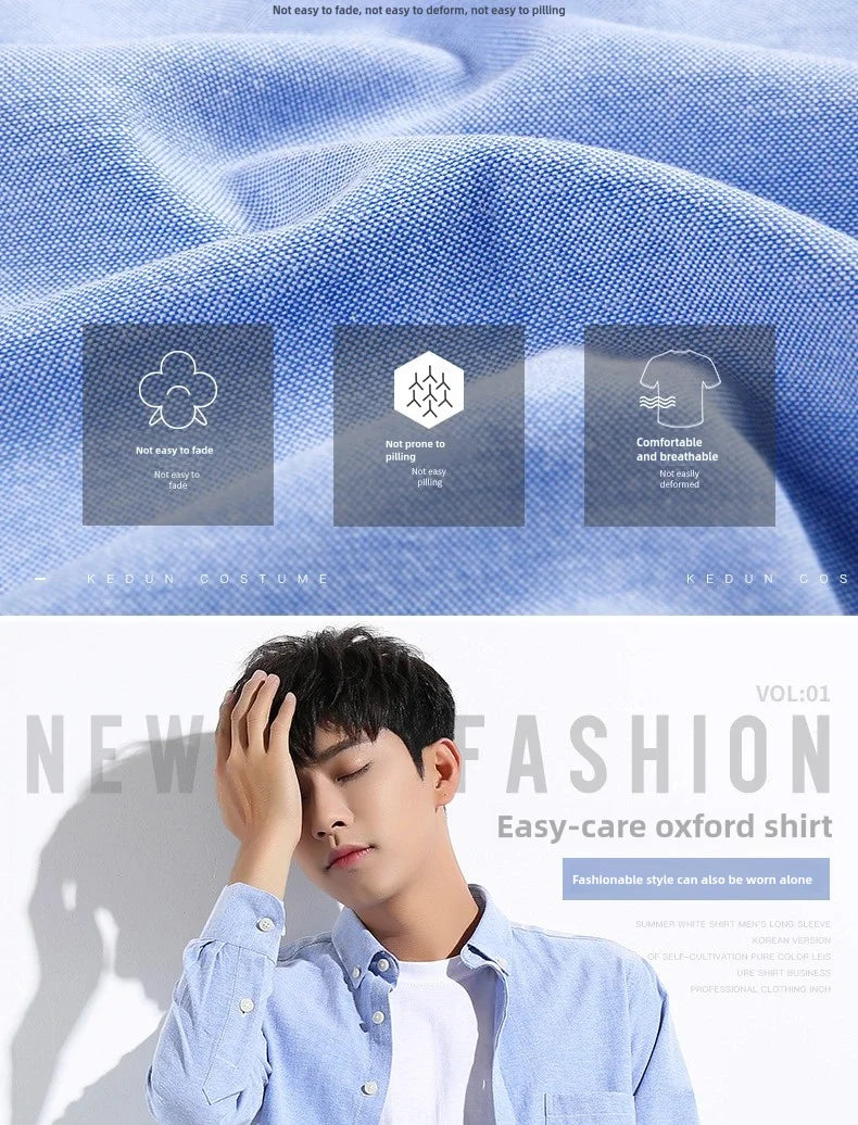 Men's slim fit Oxford shirt by Jelieora Venture, shown in a classic button-down style with a crisp collar.