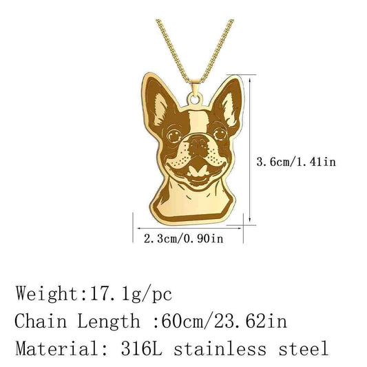 Boston Terrier Pendant Necklace | Stainless Steel Dog Choker for Women & Men