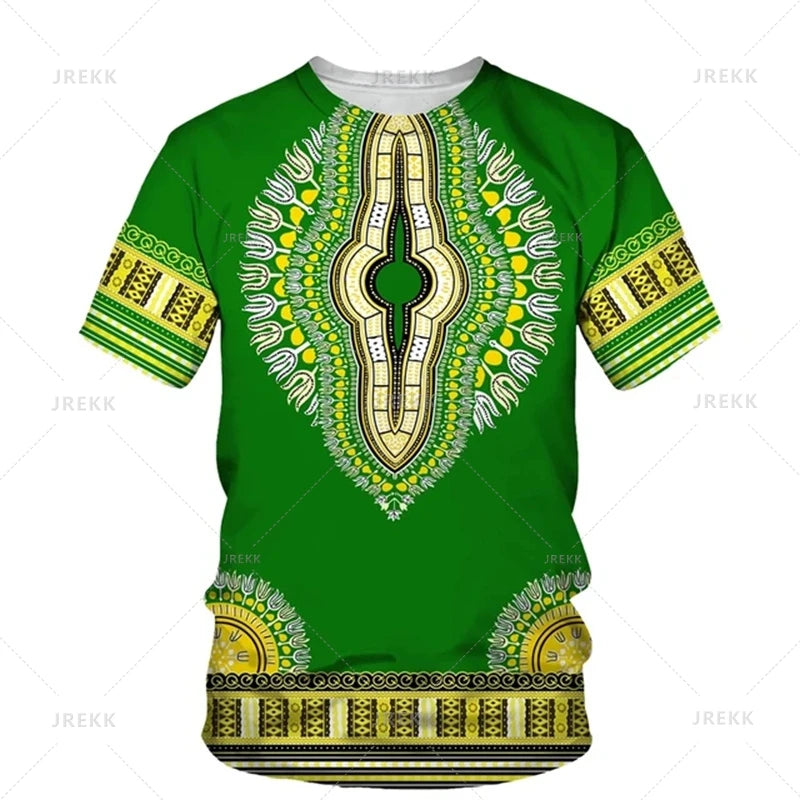 Men's African print t-shirt by Jelieora Venture featuring vibrant colorful patterns and a comfortable fit.