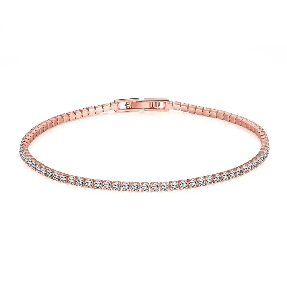 Sterling silver tennis bracelet with zirconia stones, adjustable 16-19cm, elegant jewelry gift by Jelieora Venture