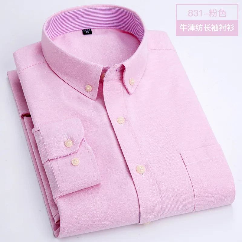 Men's slim fit Oxford shirt by Jelieora Venture, shown in classic white with button-down collar and tailored fit.