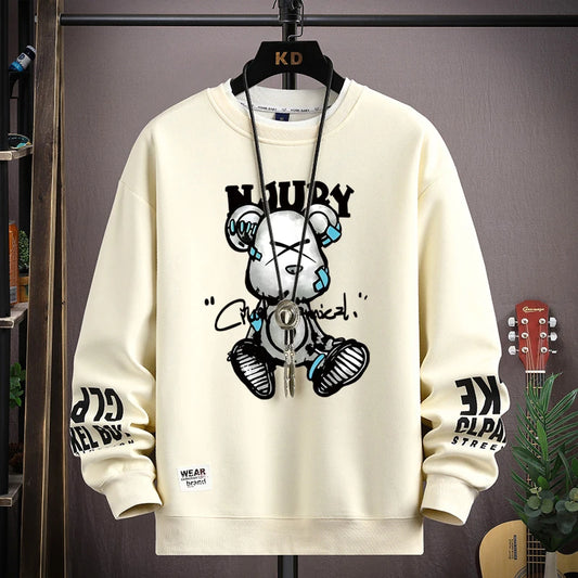 Men's Bear Print Sweatshirt by Jelieora Venture featuring a bold bear graphic on soft, comfortable fabric.