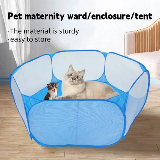 Foldable Jelieora Venture pet playpen with mesh sides and secure door for indoor or outdoor use, easy to fold and transport.