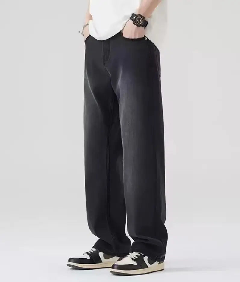 Men's wide-leg jeans by Jelieora Venture featuring a straight leg fit, classic denim fabric, and stylish design.