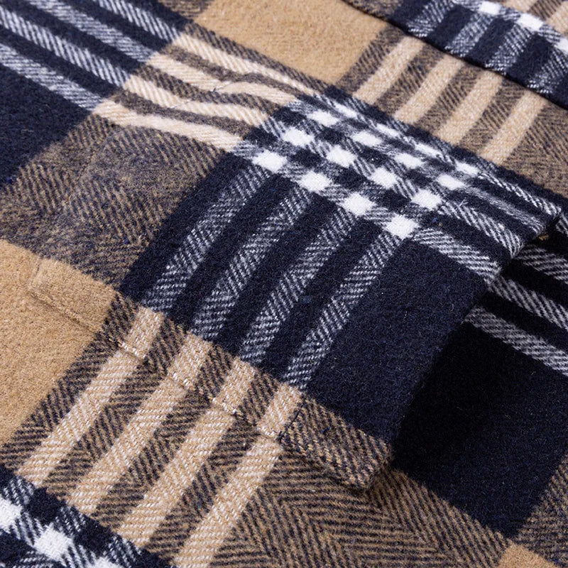 Men's cotton herringbone plaid shirt by Jelieora Venture, featuring classic pattern and button-up design in various sizes up to 7XL.