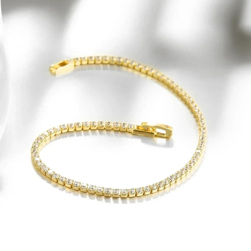 Sterling silver Jelieora Venture tennis bracelet with 2.5mm zirconia stones, adjustable length 16-19cm, perfect for anniversary gift