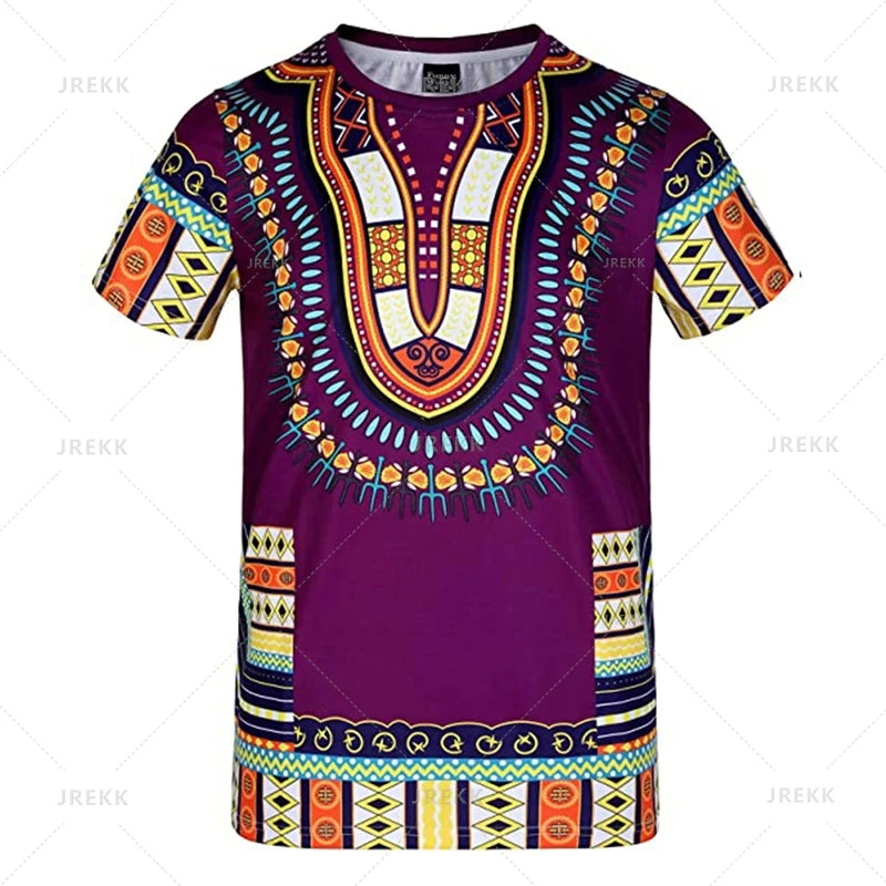 Men's African print T-shirt by Jelieora Venture featuring vibrant traditional patterns and comfortable fit.