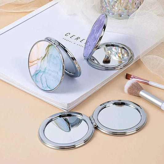 Vintage Stripe Compact Makeup Mirror | Portable Mini Bag Mirror