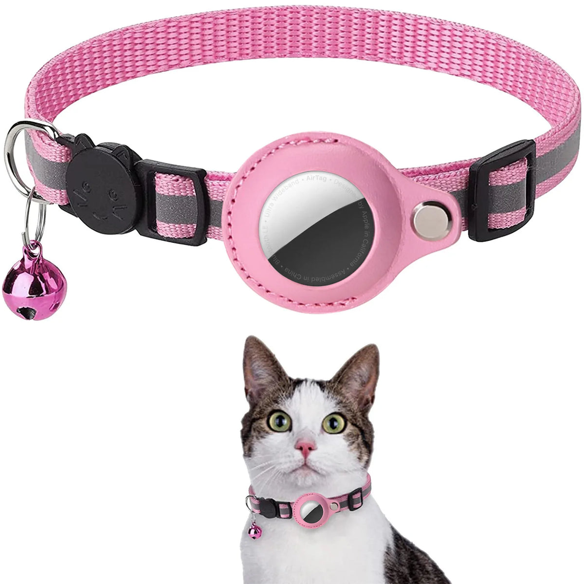 Jelieora Venture cat AirTag collar with adjustable strap and secure buckle, designed for pet tracking and safety.