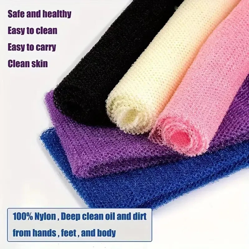 African net bath sponge by Jelieora Venture, double-sided loofah towel for exfoliating and smoothing skin during shower.