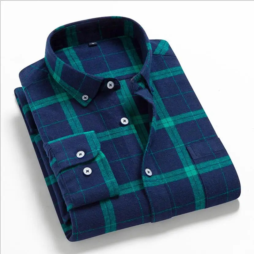 Men's Jelieora Venture flannel plaid shirt in 100% cotton, featuring a classic checkered design and button-up front.