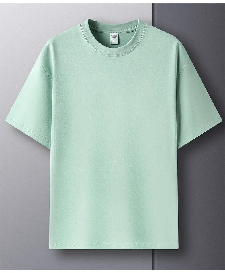 Men's white cotton round neck T-shirt from Jelieora Venture, showing breathable fabric and casual fit on a plain background.