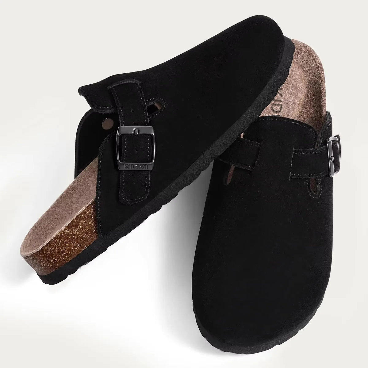 Women's suede cork footbed mule clogs by Jelieora Venture featuring a stylish slip-on design and comfortable sole.