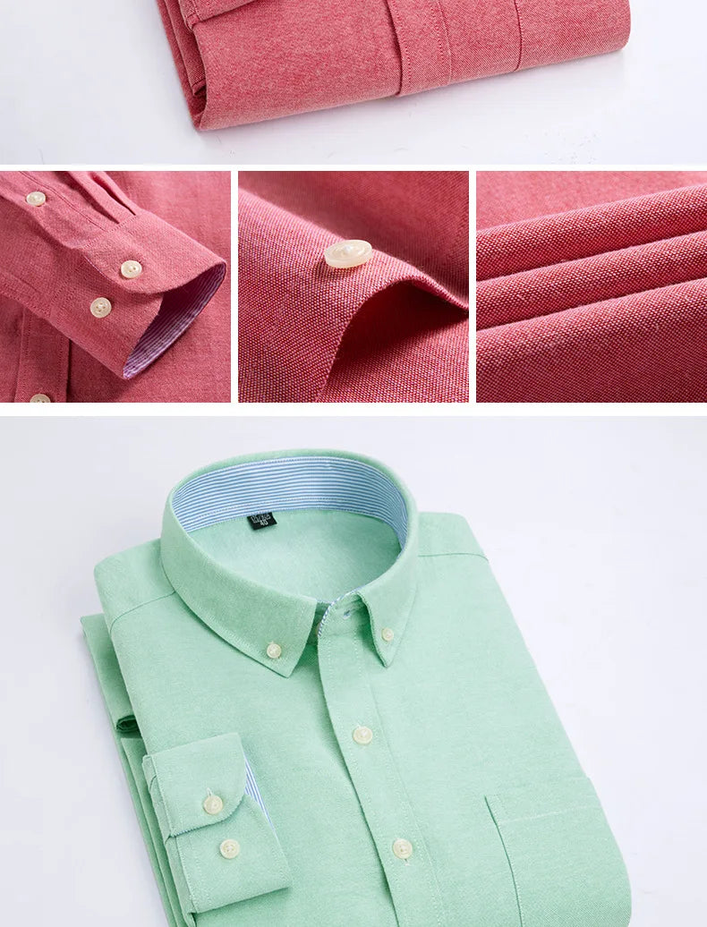 Men's slim fit Oxford shirt by Jelieora Venture, shown in classic white with a button-down collar and long sleeves.