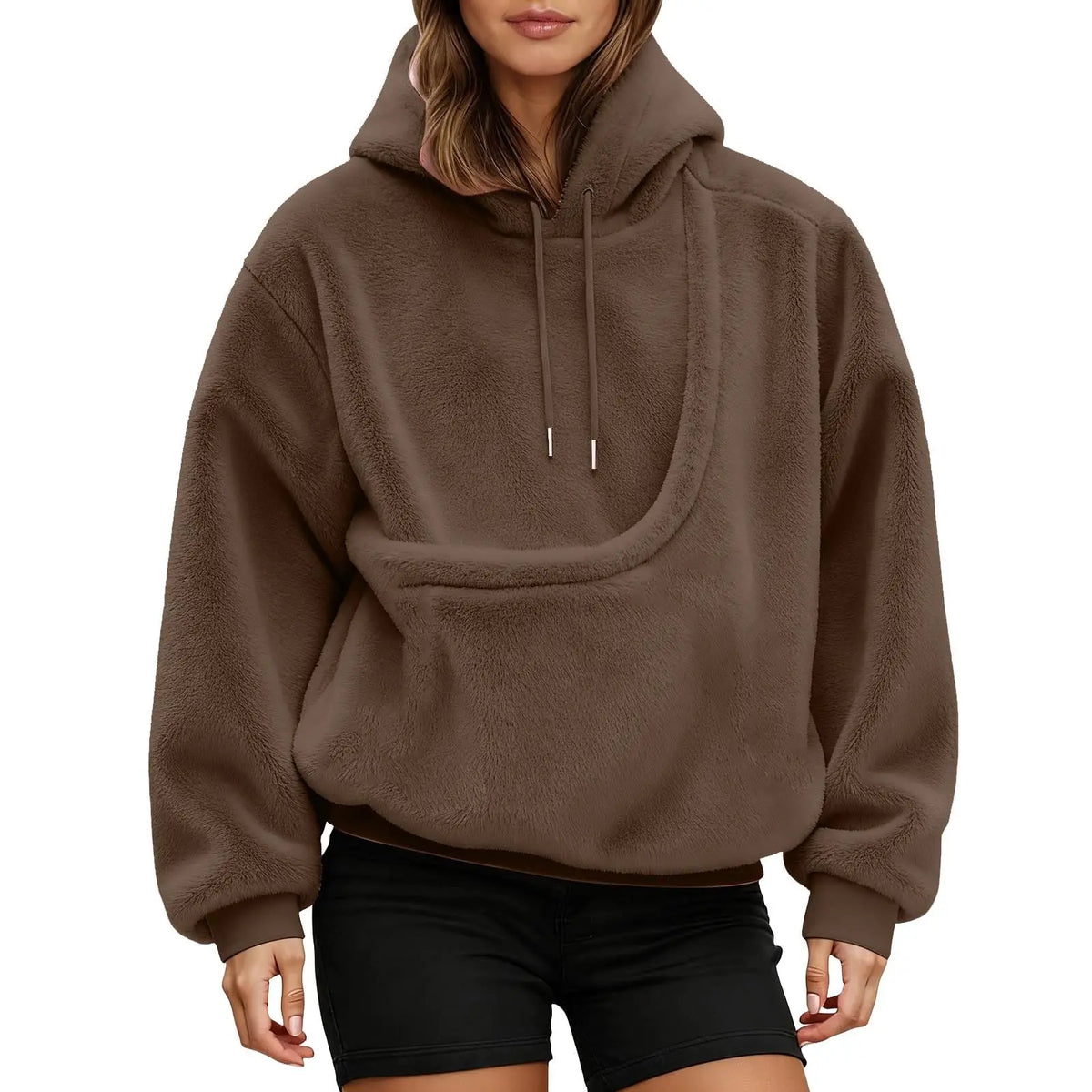 Unisex Pet Carrier Hoodie by Jelieora Venture featuring a comfortable hoodie with built-in pet carrier for easy carrying.