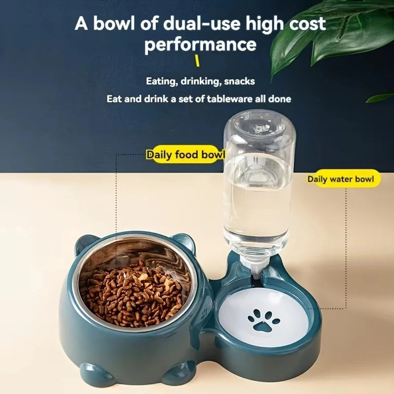 Jelieora Venture automatic pet feeder and water dispenser for cats and dogs with a slanted mouth, no batteries or power needed