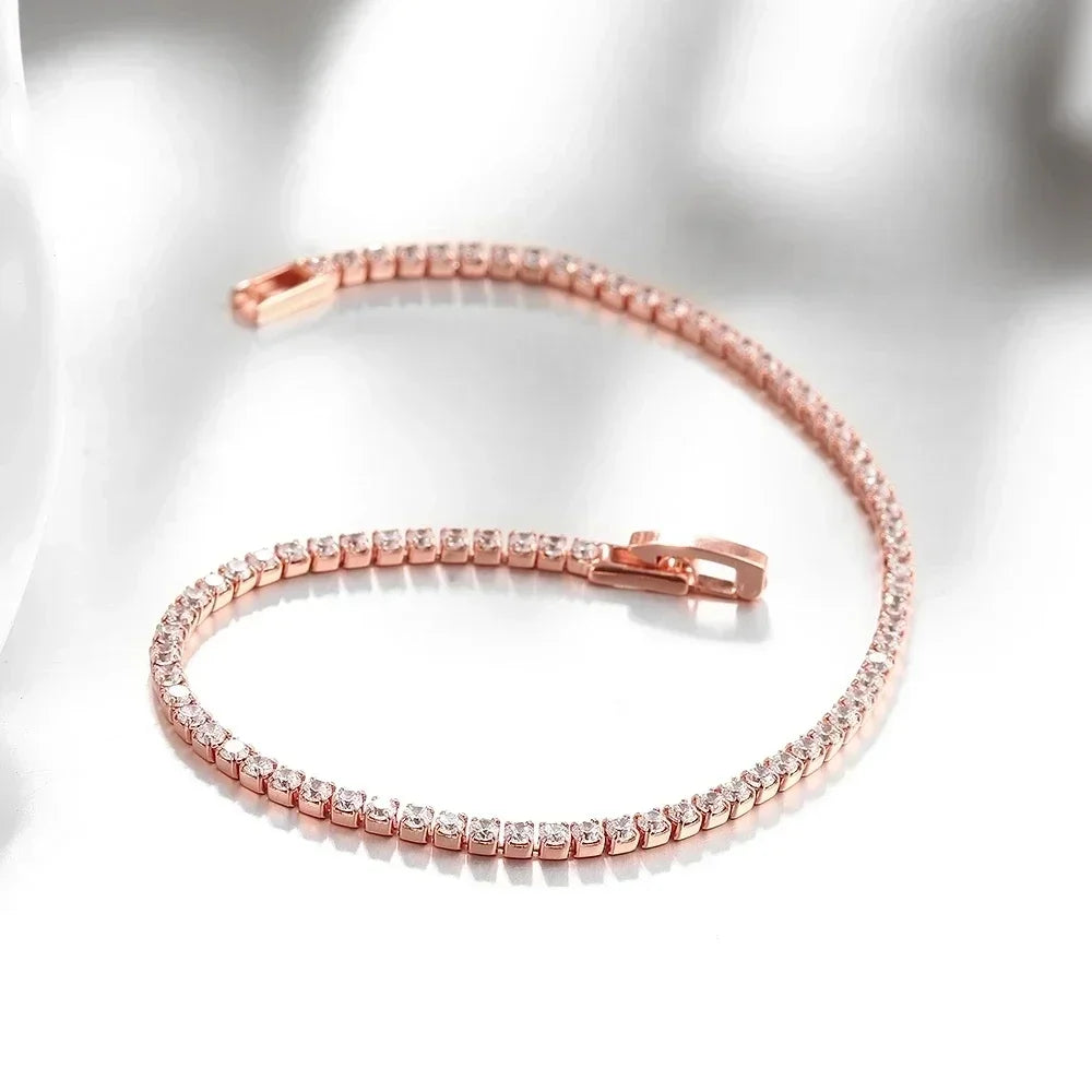Sterling silver tennis bracelet with zirconia stones, adjustable 16-19cm length, elegant jewelry gift by Jelieora Venture