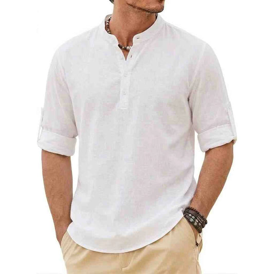 Men's Linen Henley Shirt