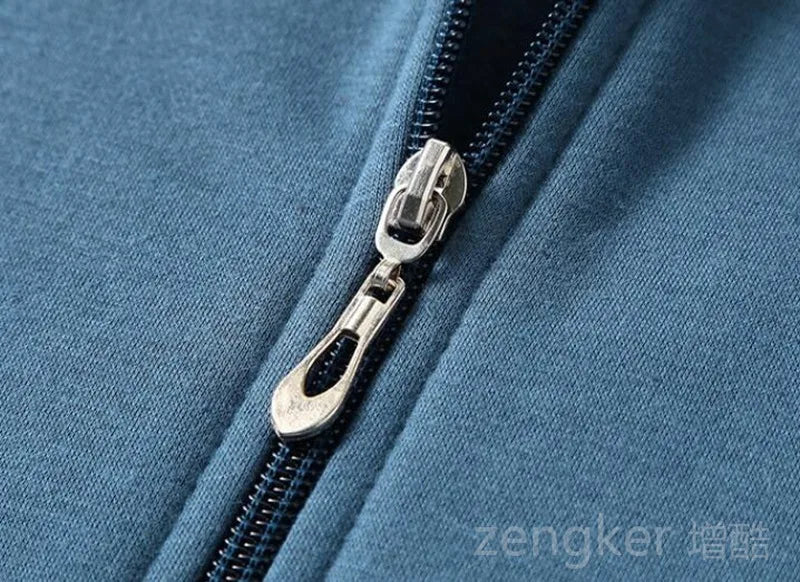 Men's plus size hooded zip sweatshirt by Jelieora Venture, featuring a front zipper, hood, and comfortable fit in the image.