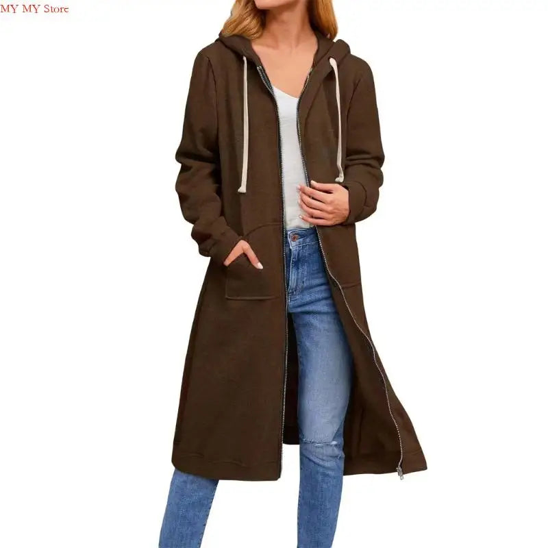 Jelieora Venture women's full zip hooded coat in a stylish design, featuring a front zipper and cozy hood for cold weather.