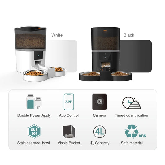 Jelieora Venture 4L automatic pet feeder with HD camera for cats and dogs, remote feeding, suitable for multiple pets, pet accessories