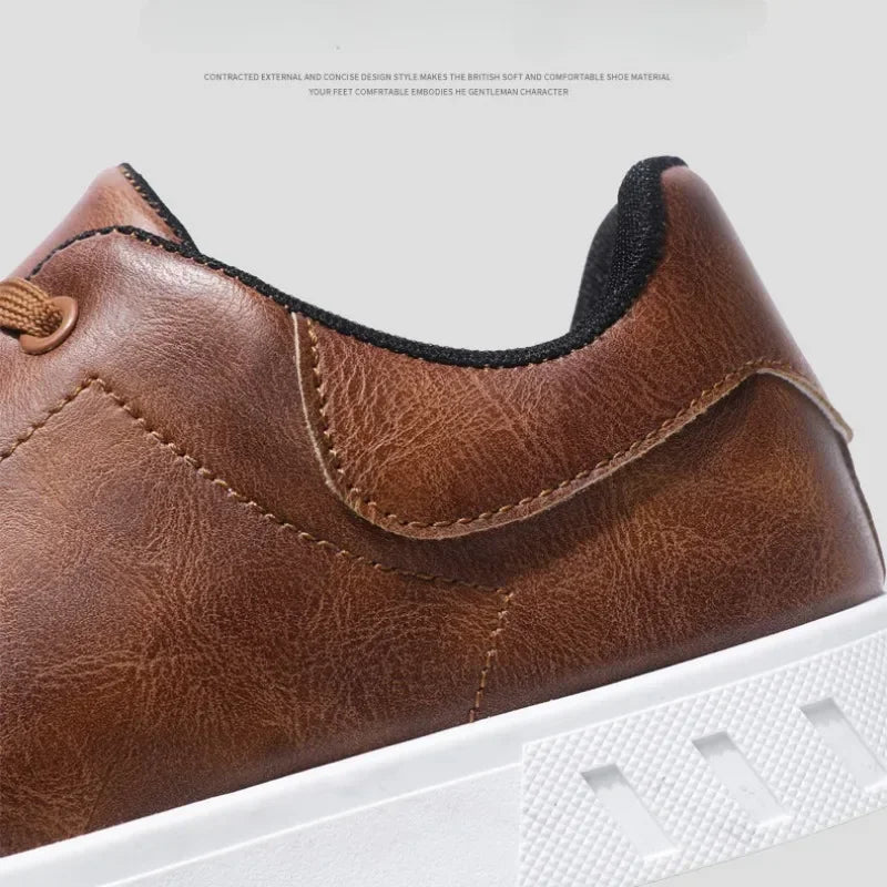 Men's leather loafer shoes by Jelieora Venture featuring classic design and smooth leather finish.