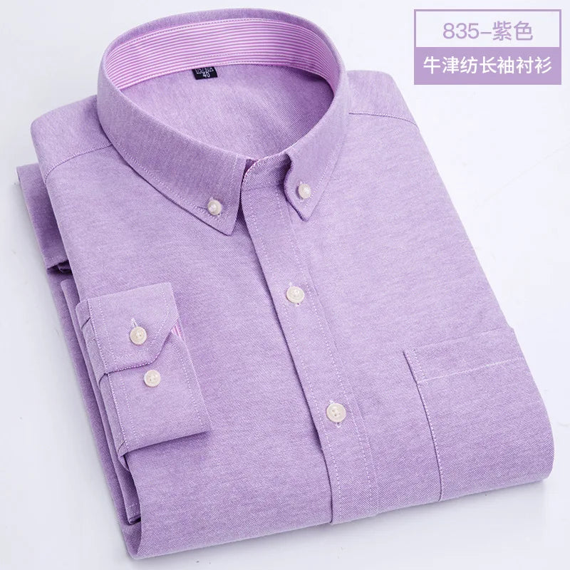 Men's slim fit Oxford shirt by Jelieora Venture, featuring a classic button-down design in crisp white fabric.