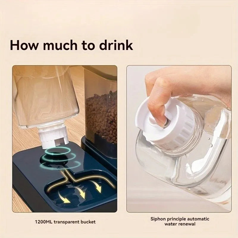 Automatic pet feeder with water bowl for cats and dogs, portion-controlled, battery-free Jelieora Venture pet accessories.