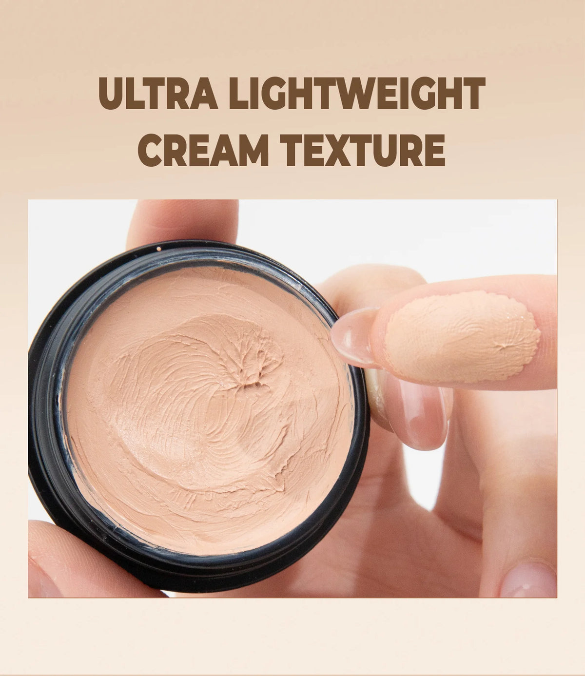 Jelieora Venture full coverage concealer and contour cream in a makeup compact, featuring a creamy texture and natural skin tone shades.