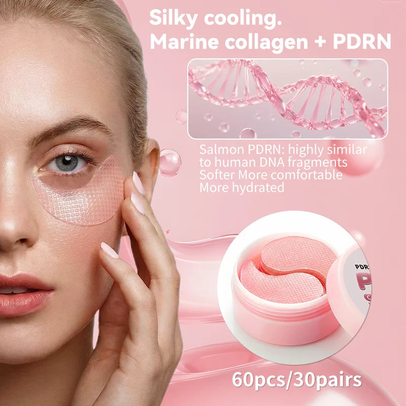 Jelieora Venture PDRN Pink Under-Eye Mask with collagen, slip-resistant eye patches for dark circles and puffiness.