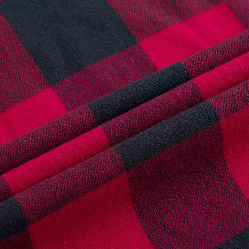 Men's 100% cotton flannel plaid shirt by Jelieora Venture, featuring a classic checkered pattern and button-up front.