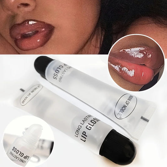 Jelieora Venture glossy lip gloss applied on lips, showcasing smooth, shiny finish in a close-up shot of lip makeup.
