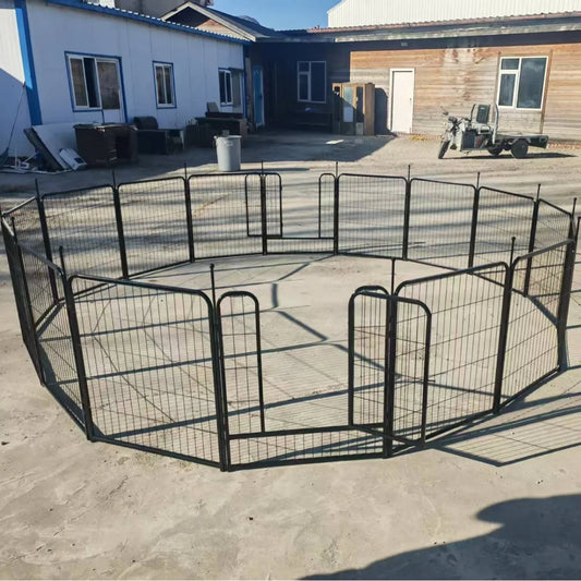 Heavy-duty Jelieora Venture dog playpen with ground stakes, indoor and outdoor pet safety fence for puppies and dogs.