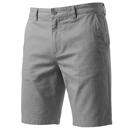 Men's cotton chino shorts in dove grey by Ek Wholesale, featuring a relaxed fit and classic design for casual wear.