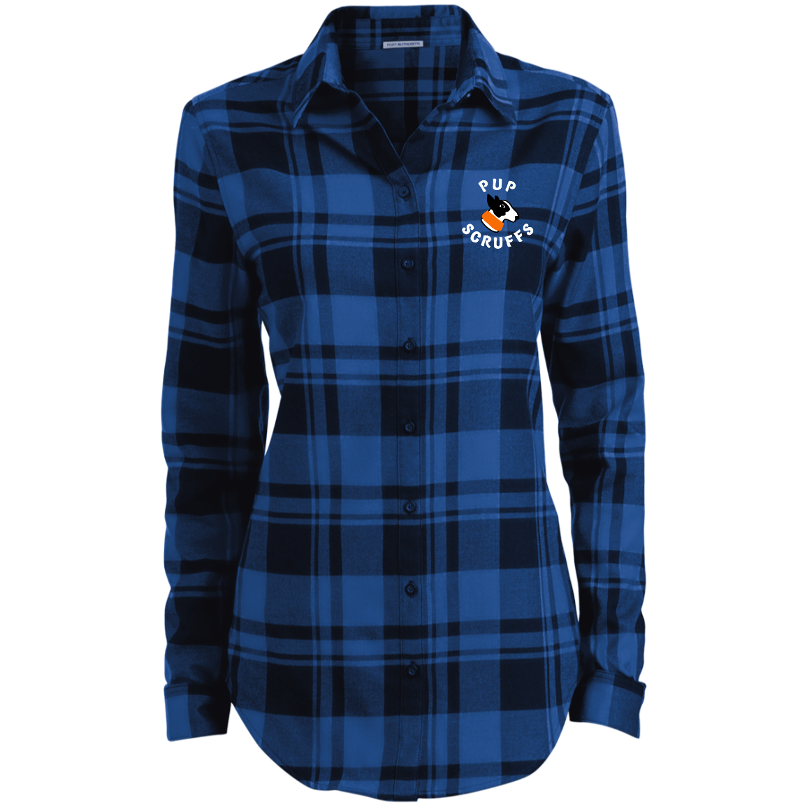 Ladies' Plaid Flannel Tunic Pup Scruffs Logo