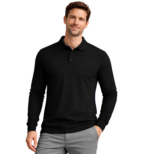 Mens Long Sleeve Cotton Polo Shirt - 1268-2