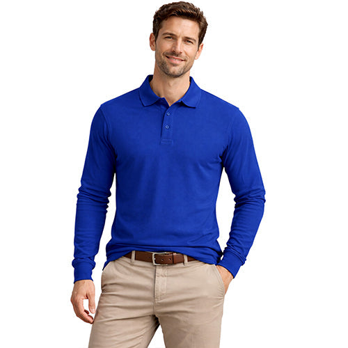 Mens Long Sleeve Cotton Polo Shirt - 1268-1