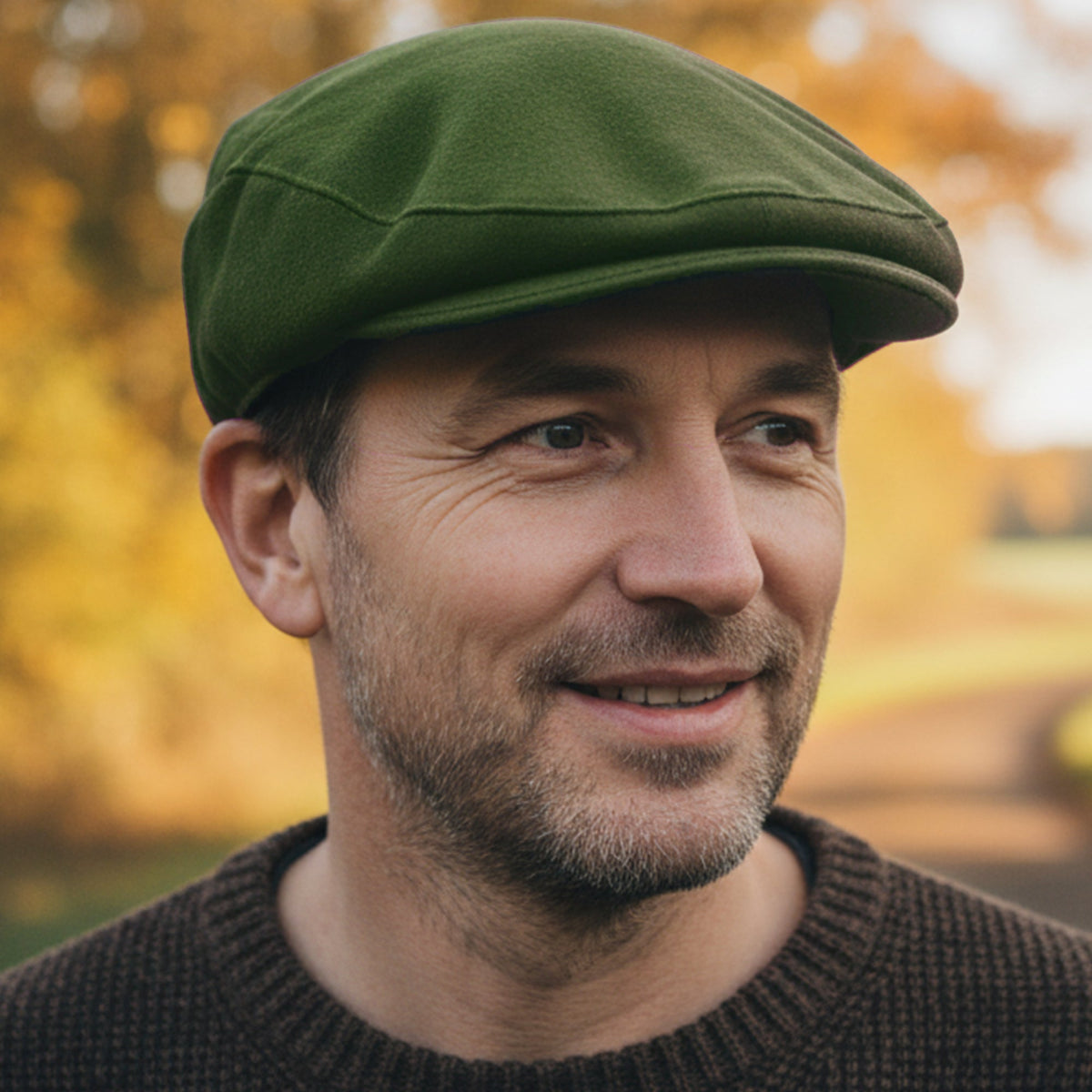 Olive Green Moleskin Flat Cap-0