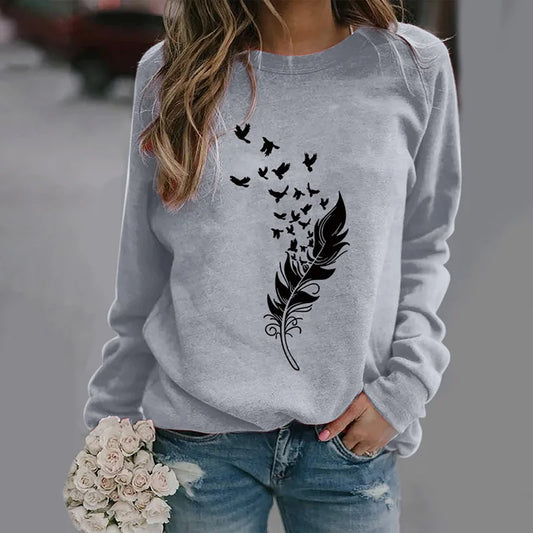 Women's printed long sleeve sweatshirt by Jelieora Venture with colorful floral pattern and comfortable fit.