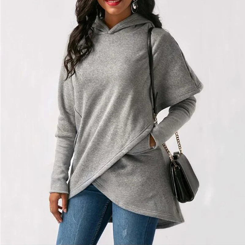 Women's asymmetric zip hoodie sweatshirt by Jelieora Venture, featuring a stylish front zipper and casual fit.