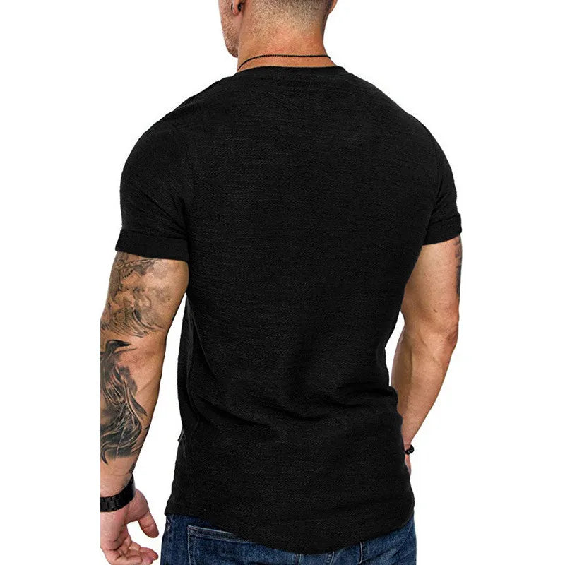 Men's longline hip hop T-shirt with curved hem by Jelieora Venture, shown in black with a relaxed fit and trendy design.
