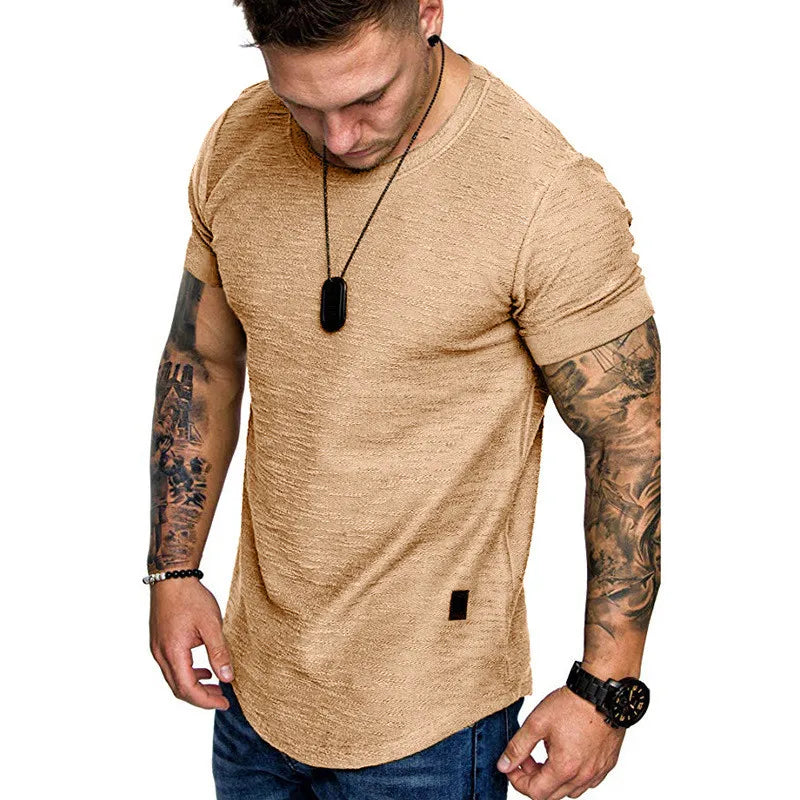 Men's longline hip hop T-shirt with curved hem by Jelieora Venture, featuring a relaxed fit and stylish streetwear design.
