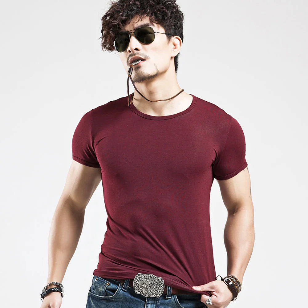 Men's V-neck fitness T-shirt by Jelieora Venture, shown in a comfortable fit, made from breathable fabric perfect for workouts.