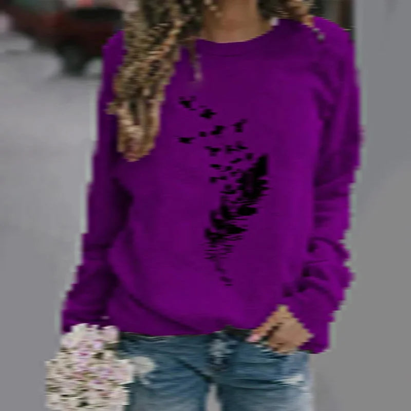 Women's printed long sleeve sweatshirt from Jelieora Venture featuring a colorful design and comfortable fit.