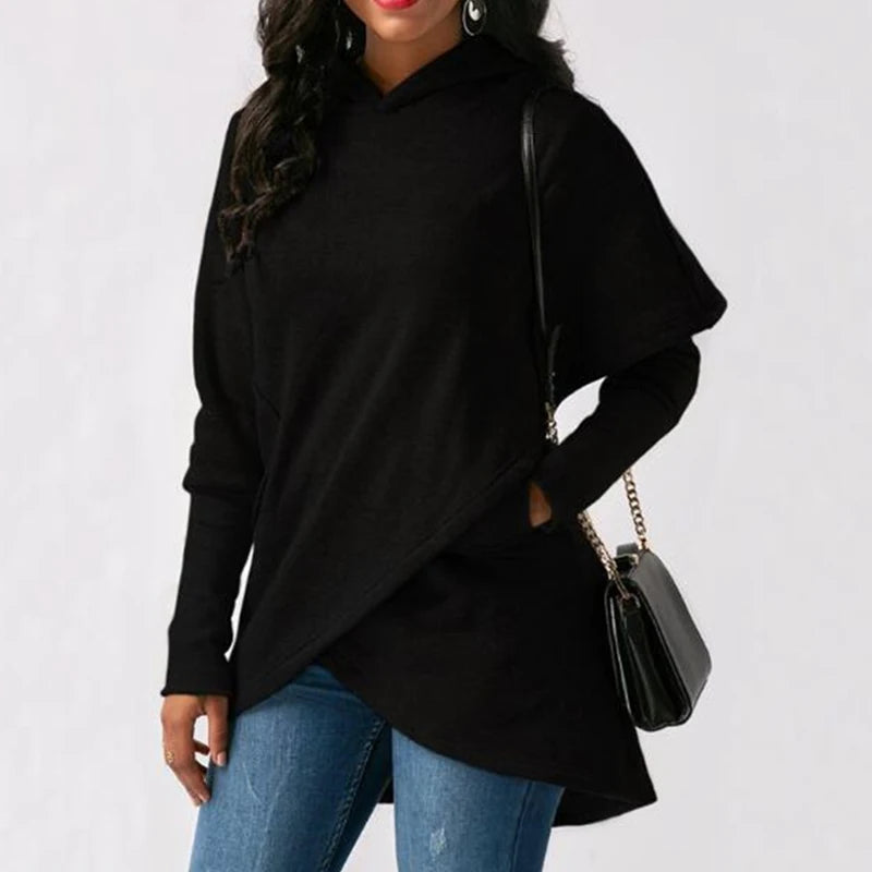 Women's asymmetric zip hoodie sweatshirt by Jelieora Venture featuring a front zip, casual fit, and modern style.