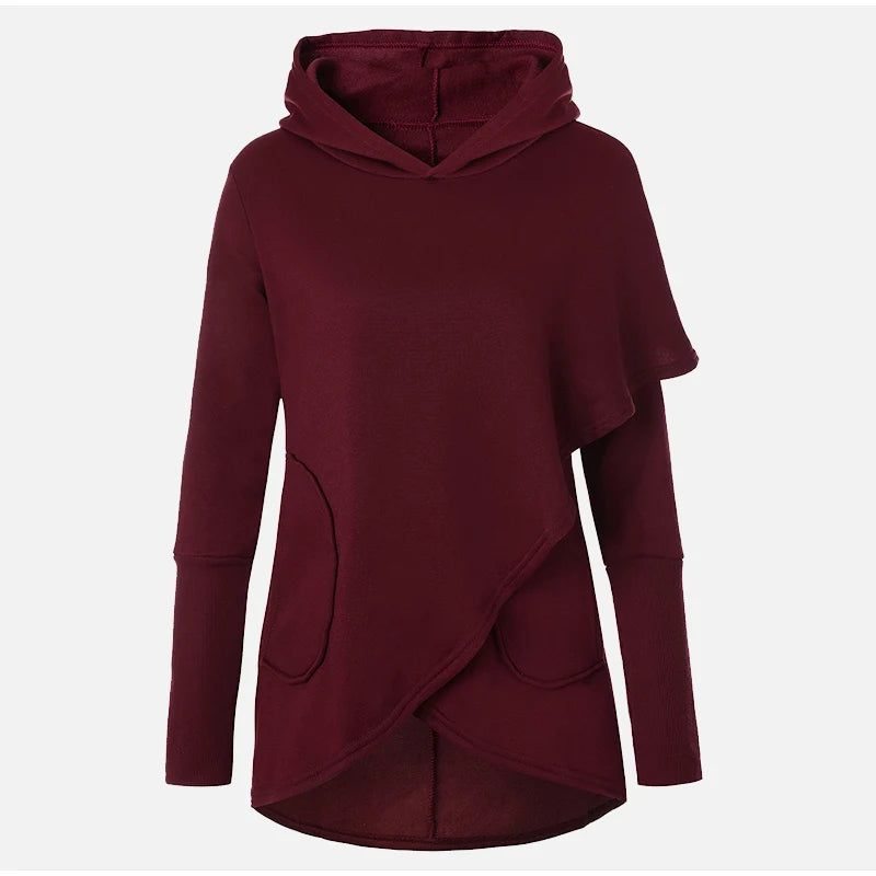 Women's asymmetric zip hoodie sweatshirt by Jelieora Venture featuring a stylish front zipper and casual fit.