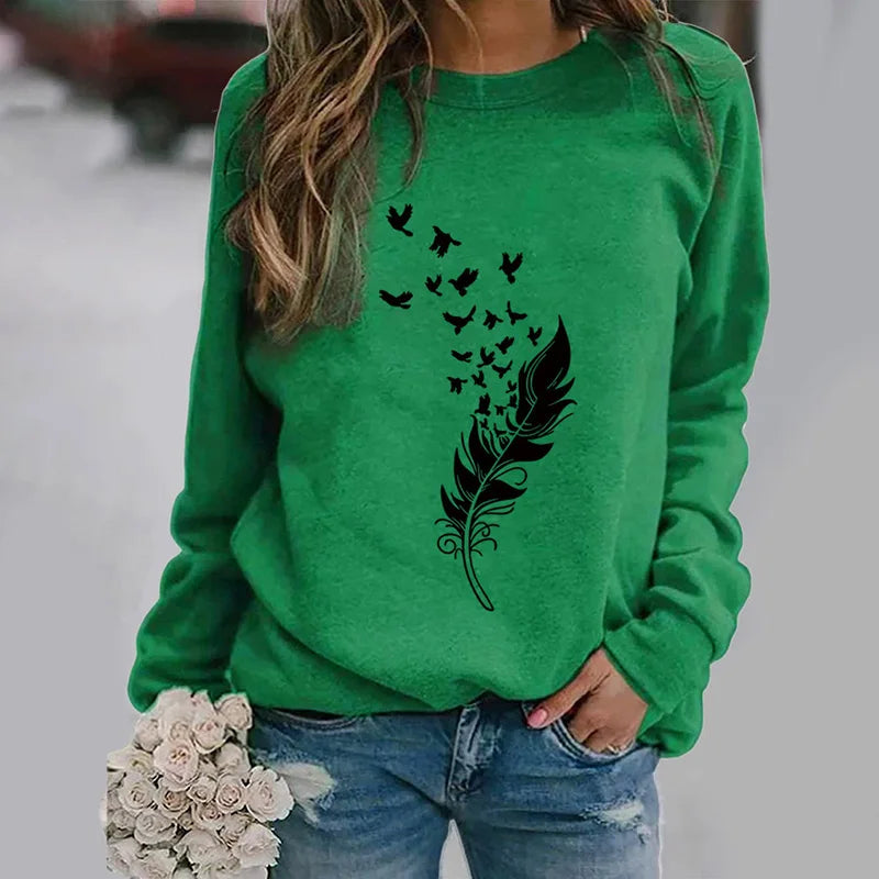 Women's printed long sleeve sweatshirt by Jelieora Venture featuring a stylish design and comfortable fit.